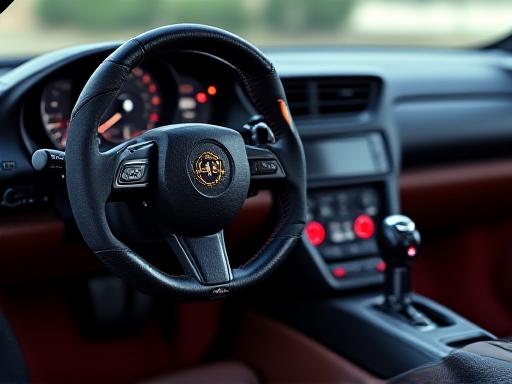 Interiér vozu s alcantarovým čalouněním a sportovním volantem