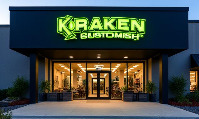 Vchod do dílny Kraken Kustoms s logem